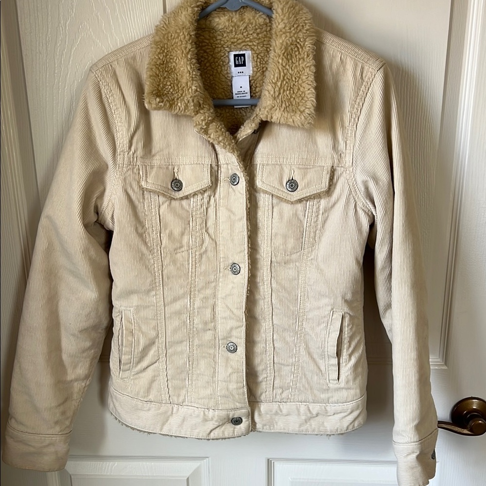 GAP Cream Sherpa-Lined Women's Corduroy Jacket